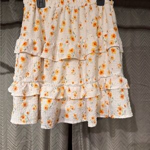 Blu Pepper White and Orange Floral Mini Skirt